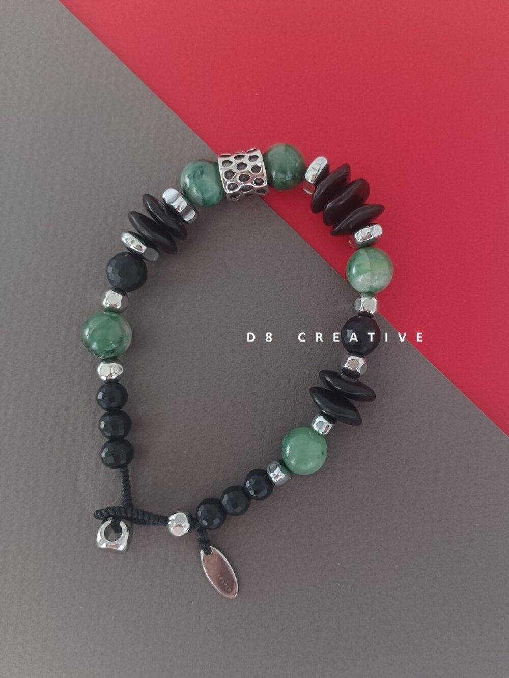 New men's green jade hand wove stainless steel original design bracelet